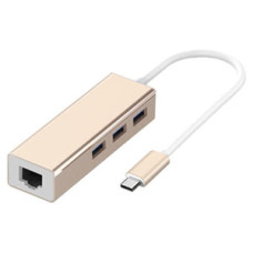 Agiler Agi-1265 type C to Rj45 lan (10/100/1000) + 3 ports usb 3.0 hub